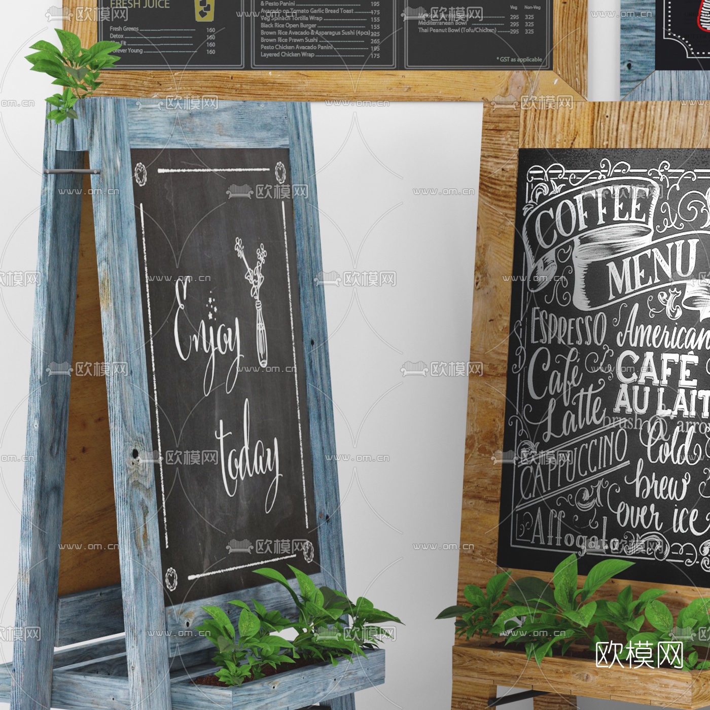 现代咖啡店菜单黑板公告牌3d模型下载（渲染图4）