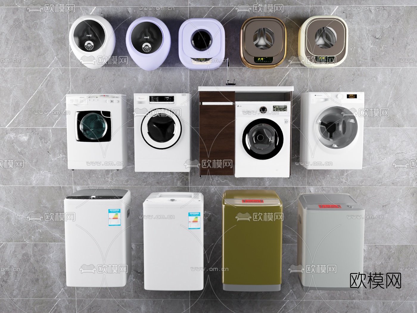 现代洗衣机su模型下载（渲染图1）