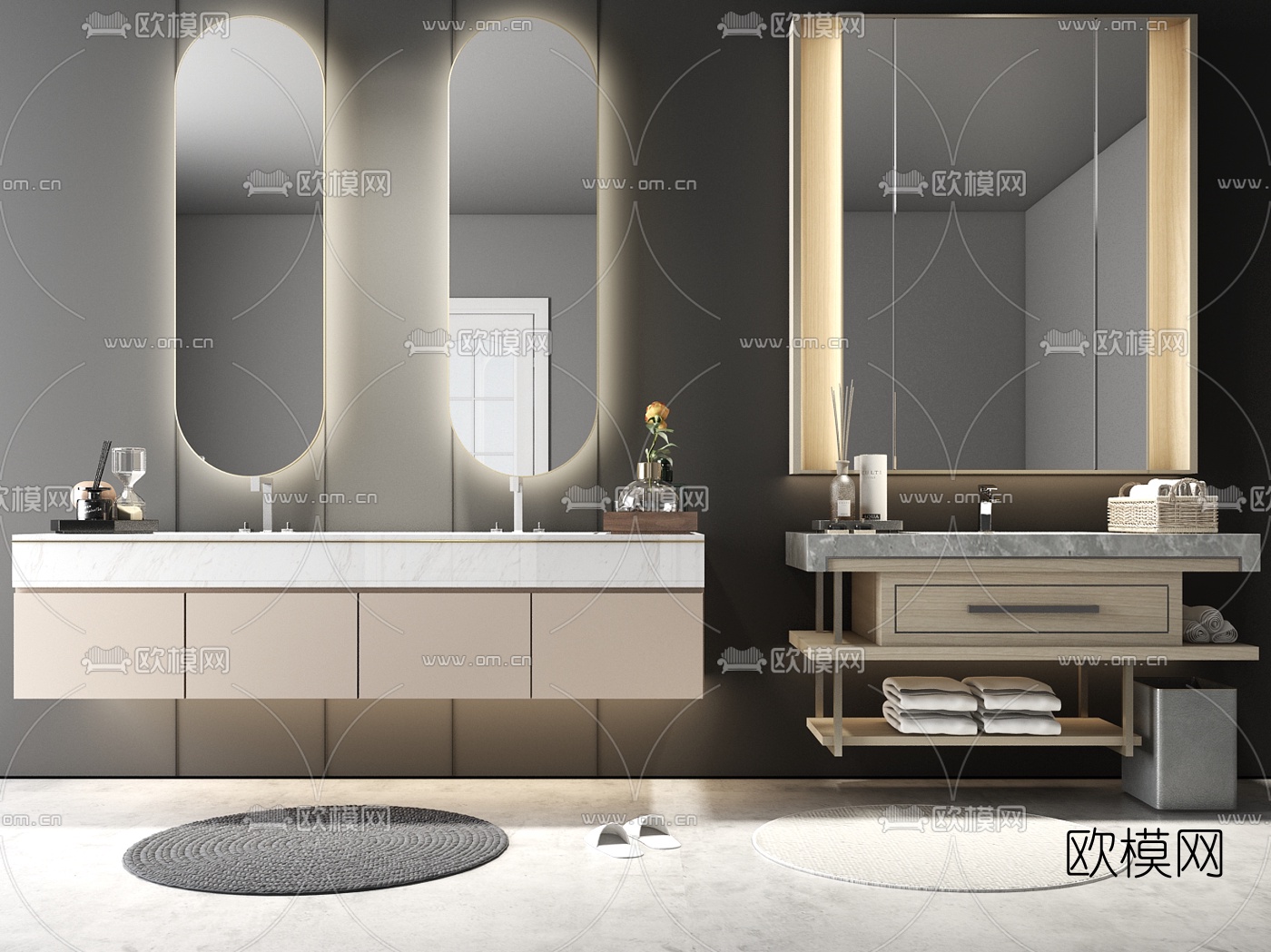 现代大理石浴室柜3d模型下载