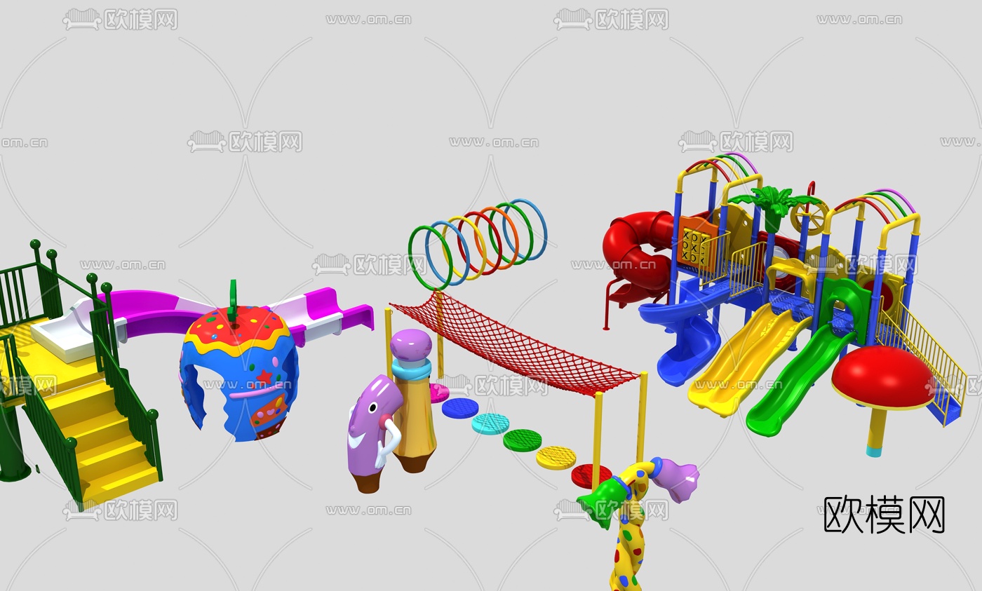 现代户外儿童滑梯3d模型下载