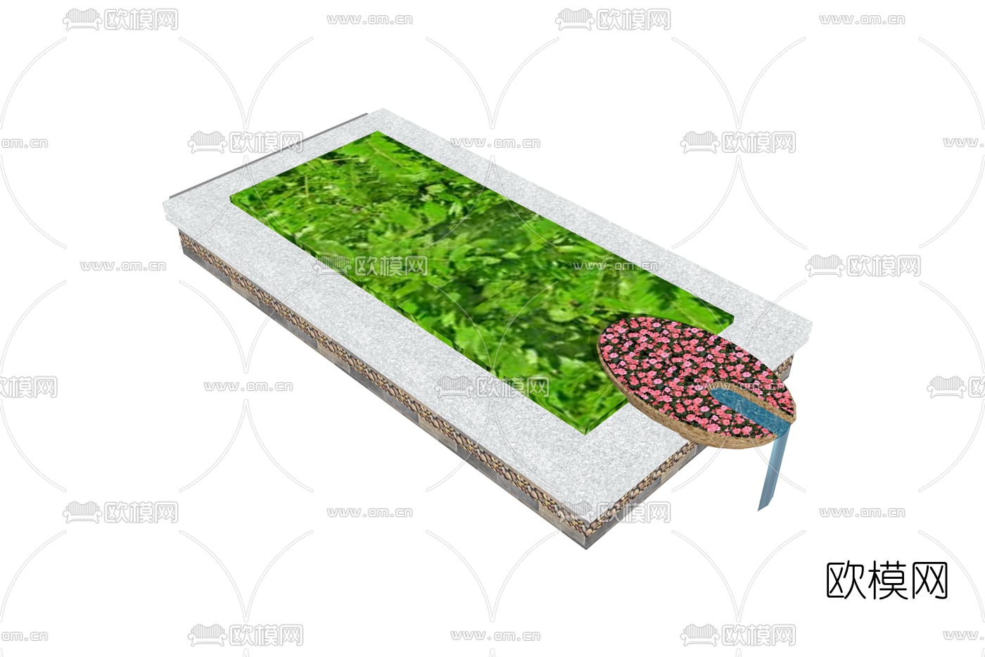 现代绿植花坛su模型下载