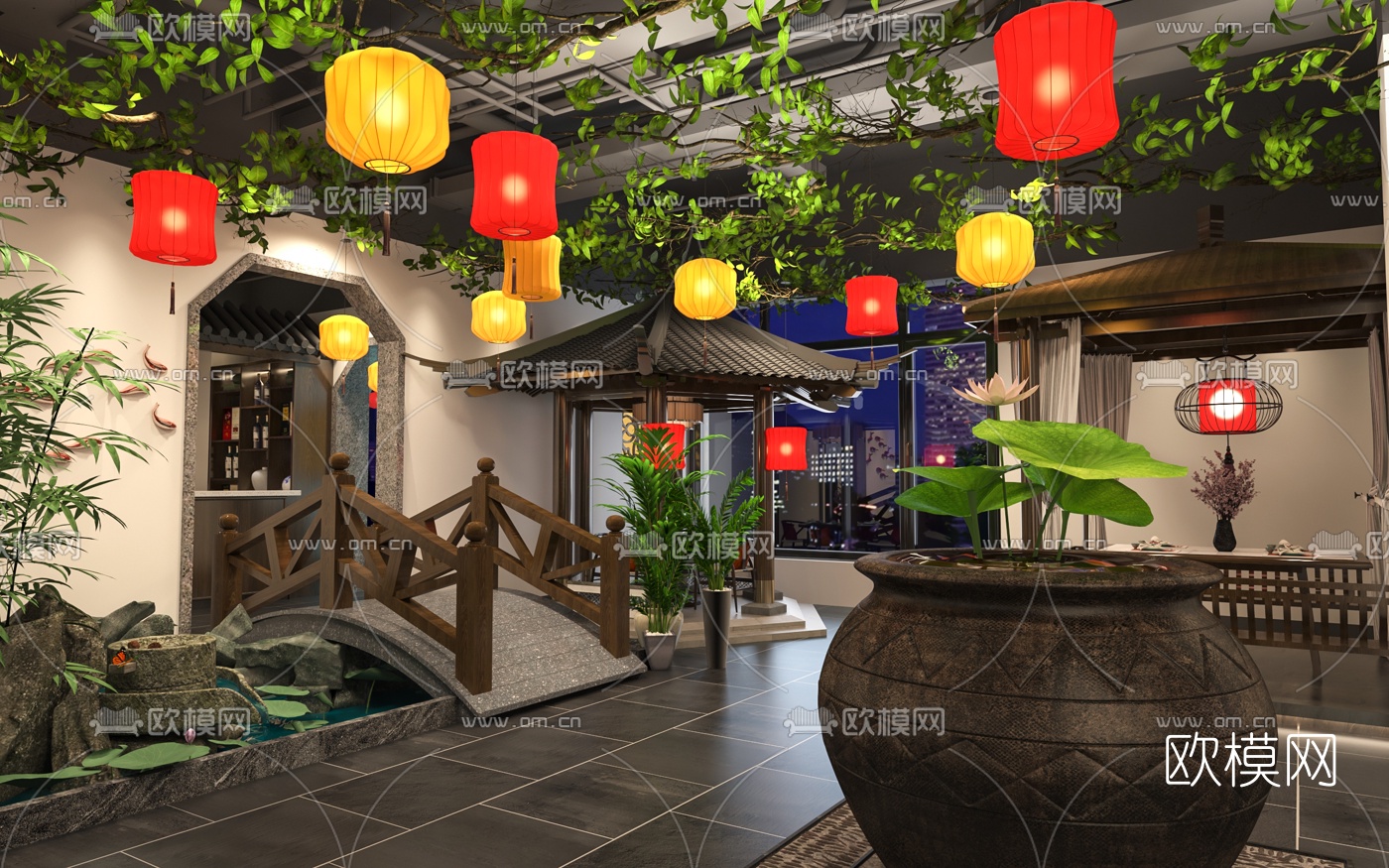 新中式中餐厅3d模型