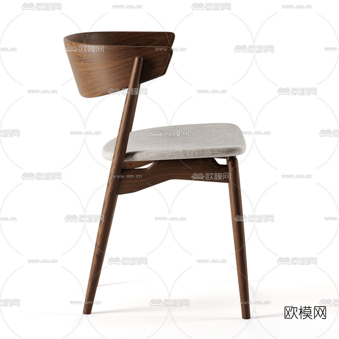 北欧原木单椅3d模型下载（渲染图2）