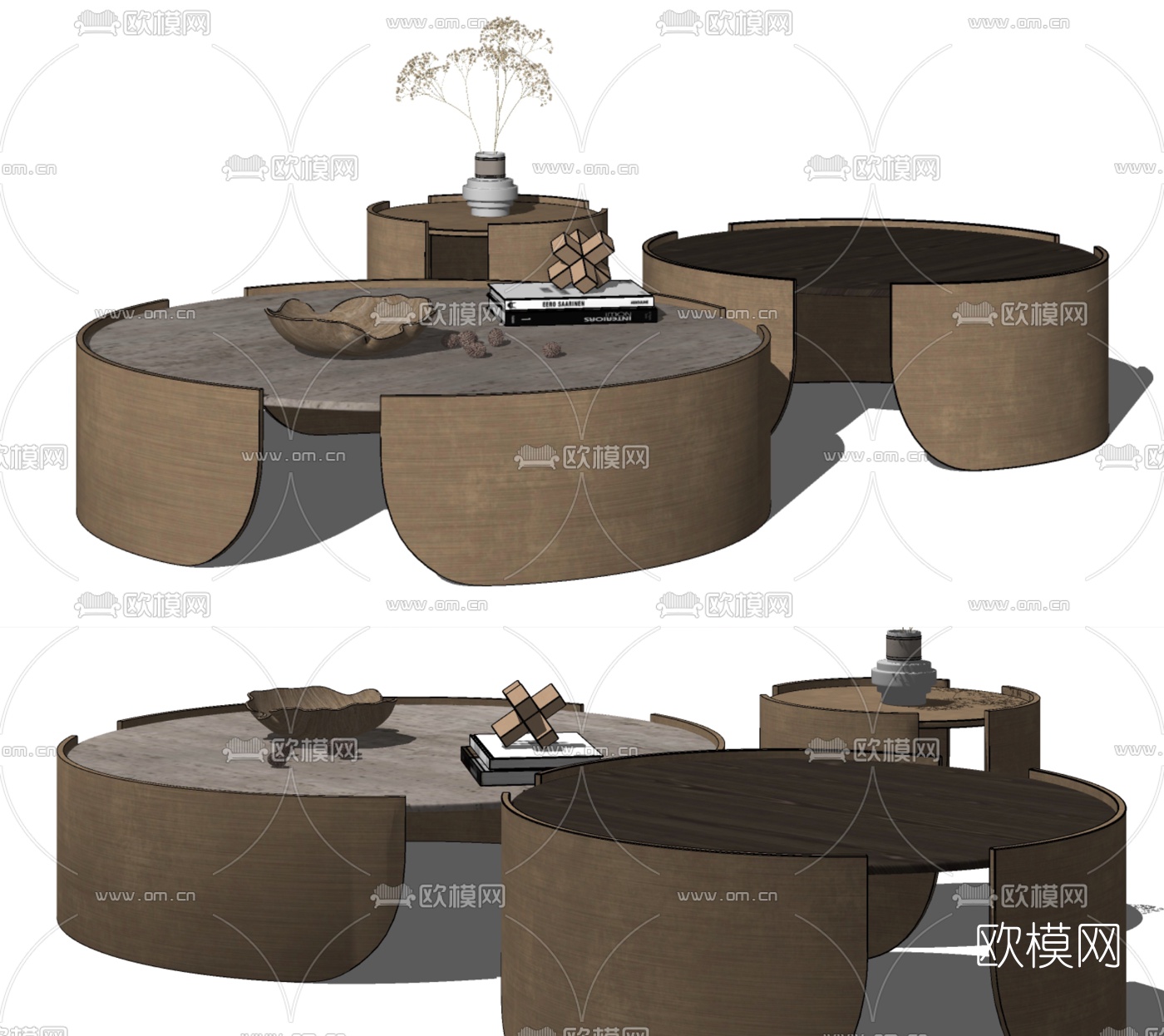 现代实木茶几su模型