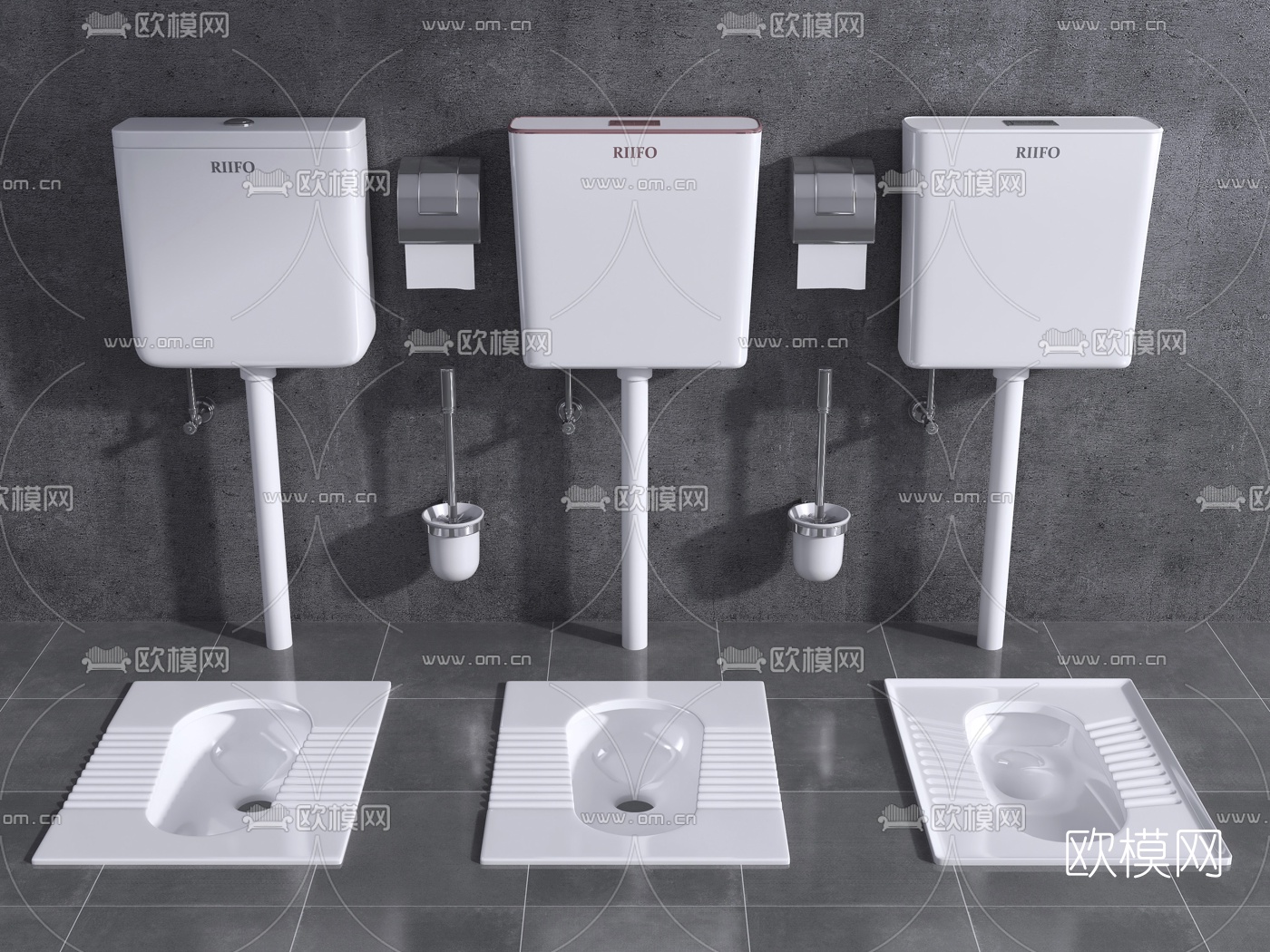 现代蹲便器冲水箱蹲厕su模型