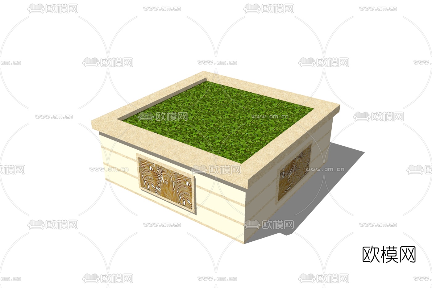 现代绿植花坛su模型
