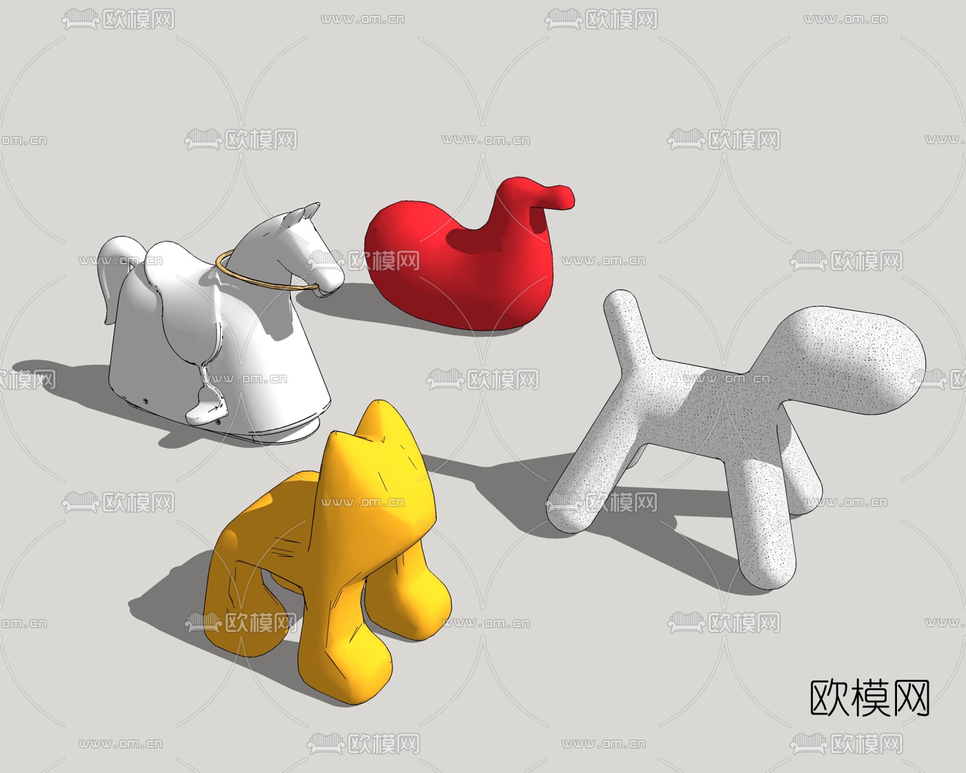 现代木马儿童玩具su模型下载