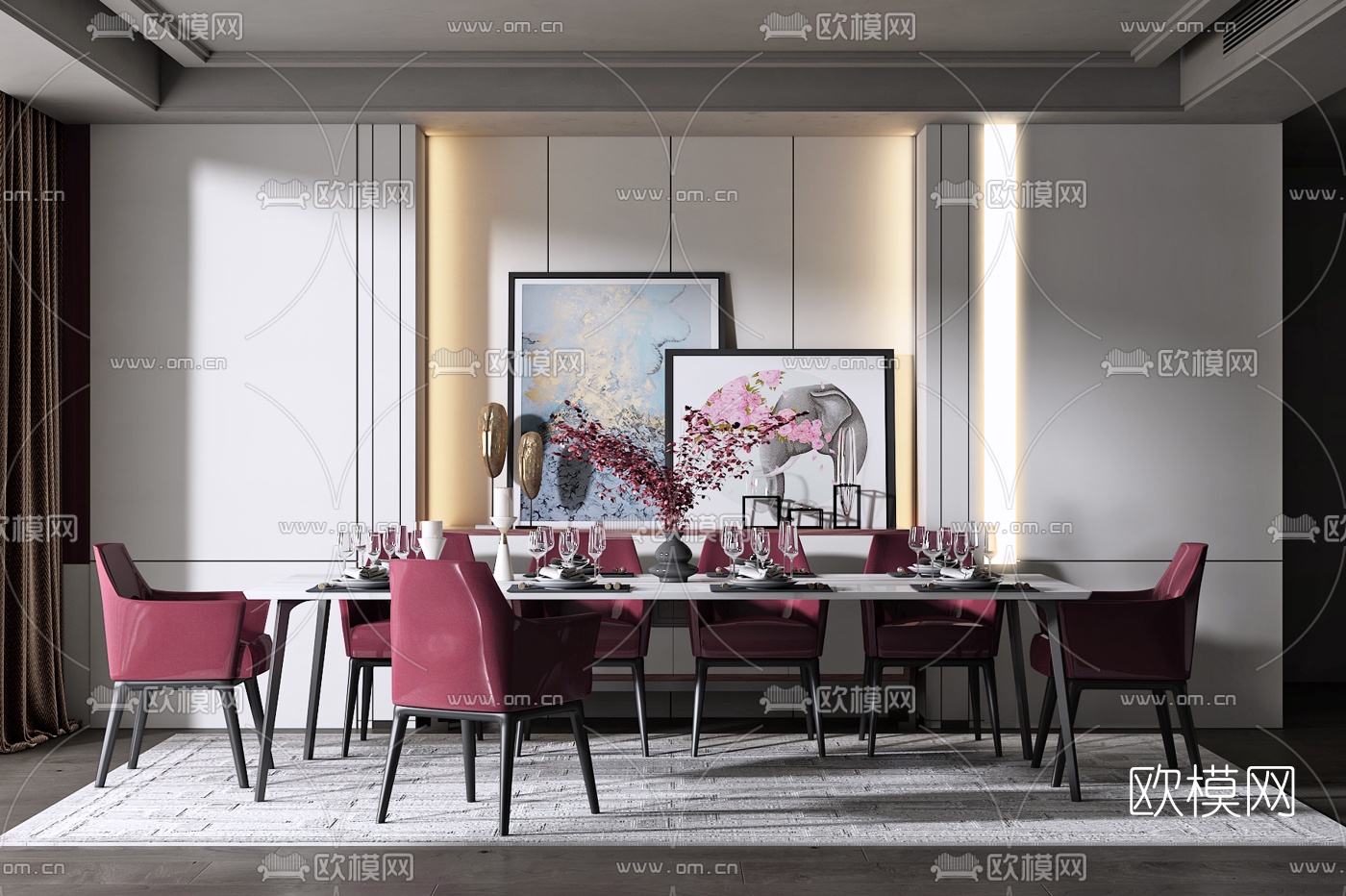 简欧简约餐桌椅3d模型