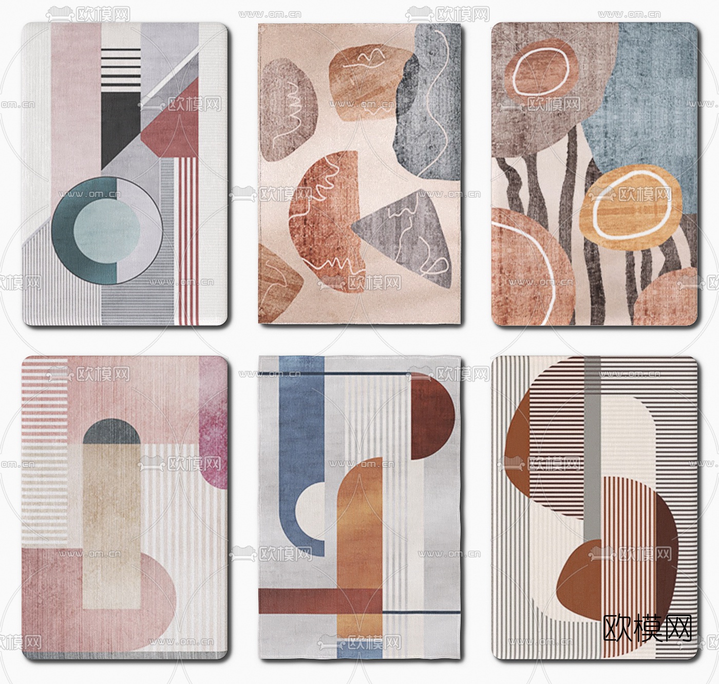 北欧抽象布艺地毯3d模型下载