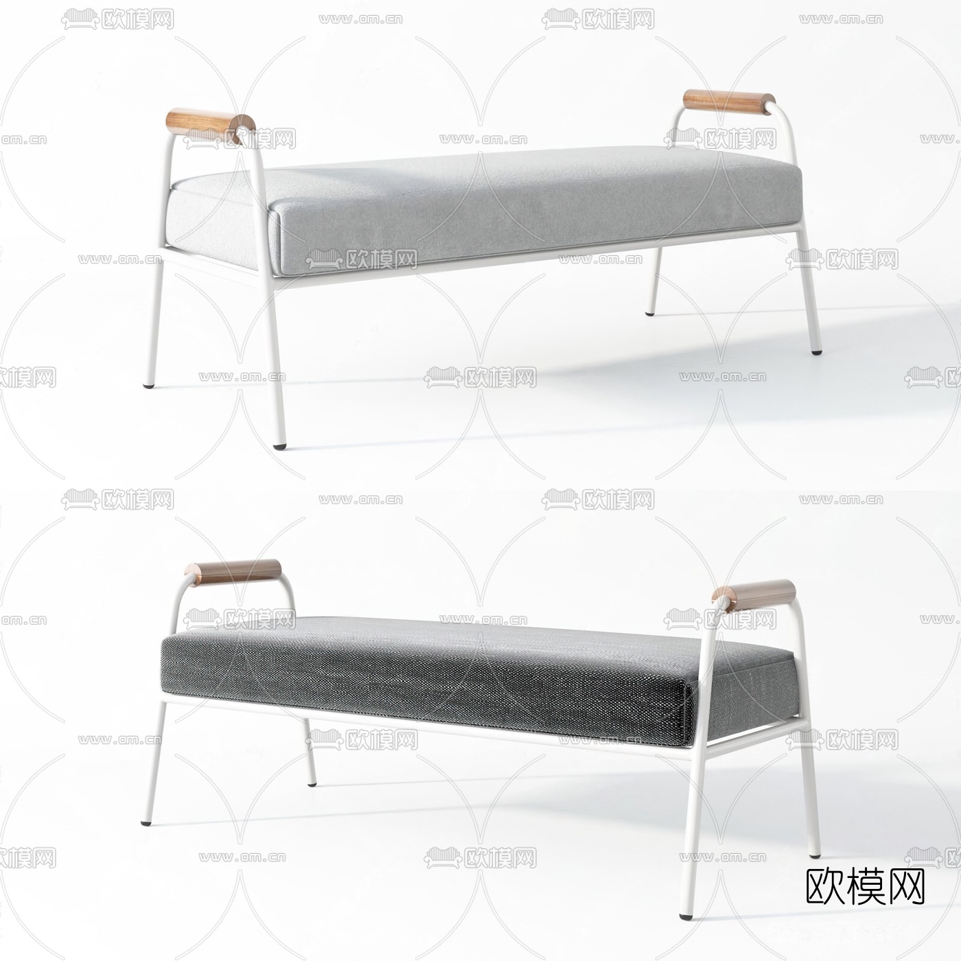 Meridiani 现代布艺床尾凳脚踏3d模型