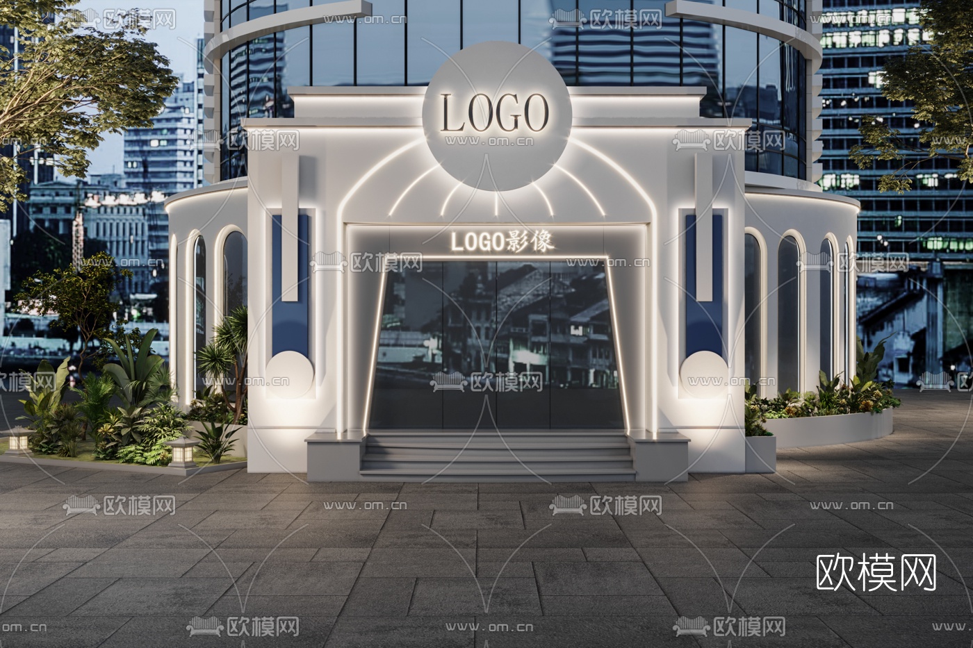 现代摄影店门面门头3d模型