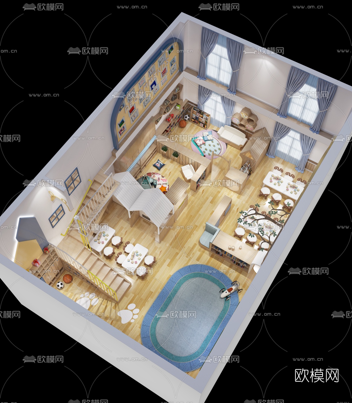 现代幼儿园3d模型
