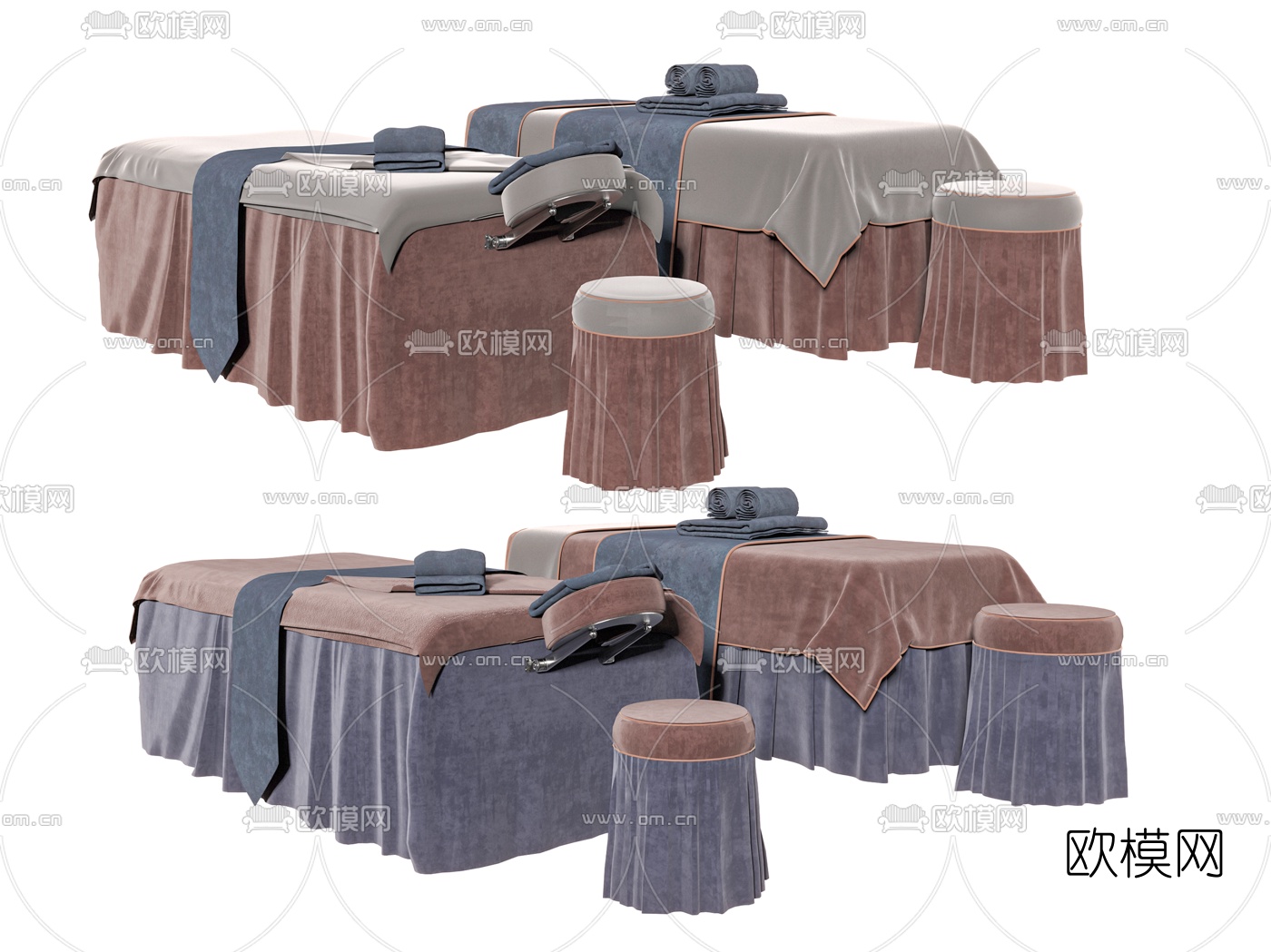 现代美容店按摩床su模型下载（渲染图1）