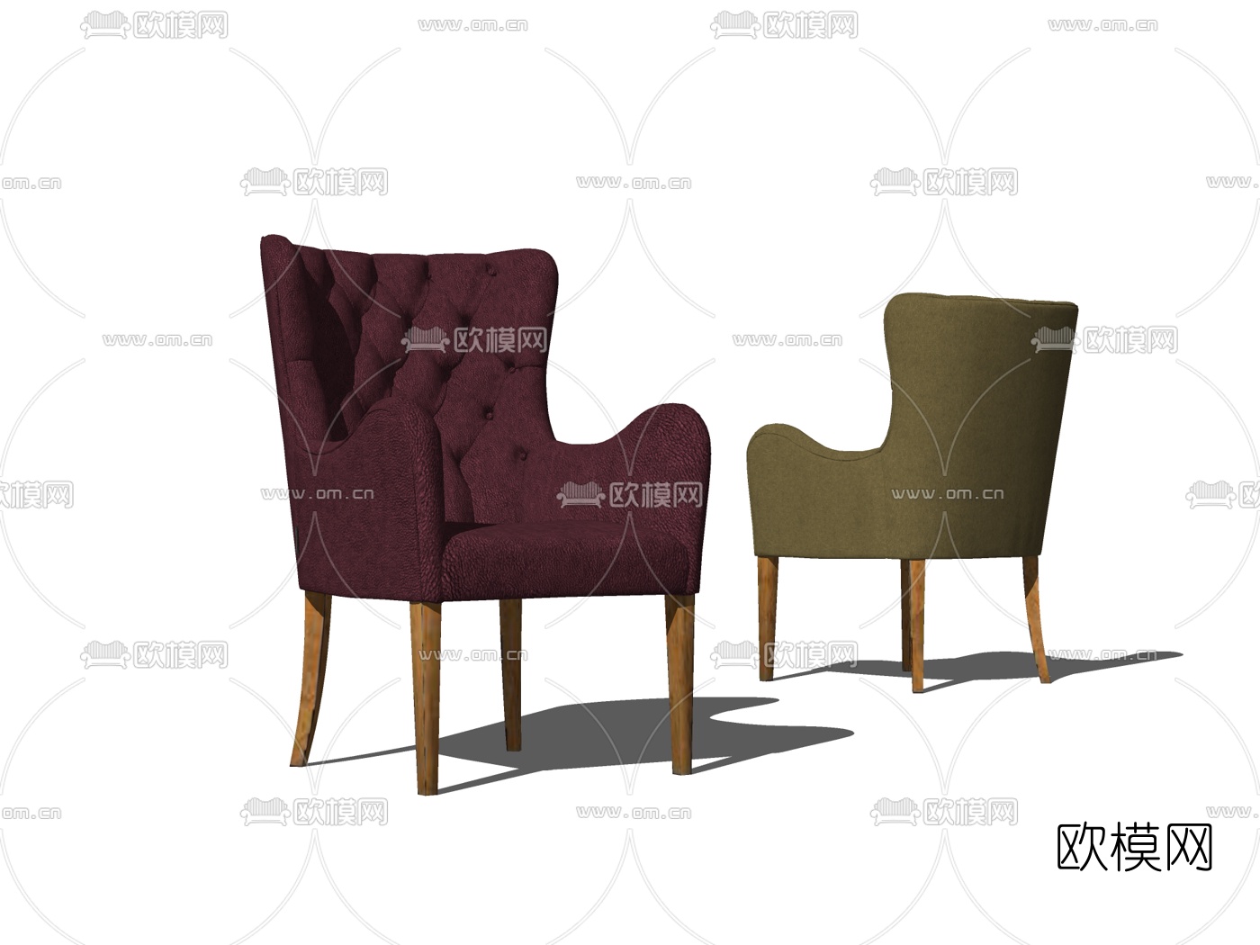 简欧布艺单椅su模型下载
