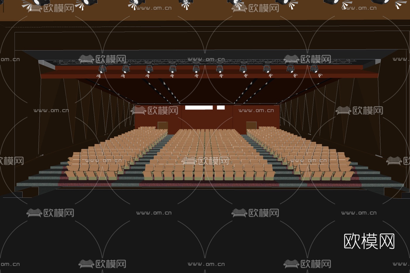 现代电影院su模型下载