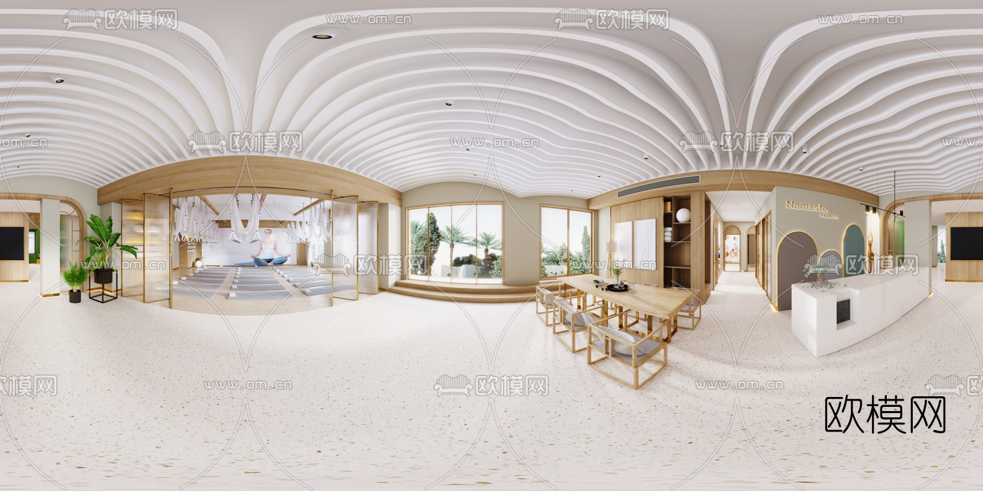 现代瑜伽馆教室vr全景3d模型