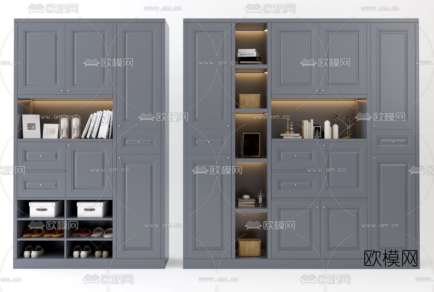 简欧多功能玄关鞋柜3d模型