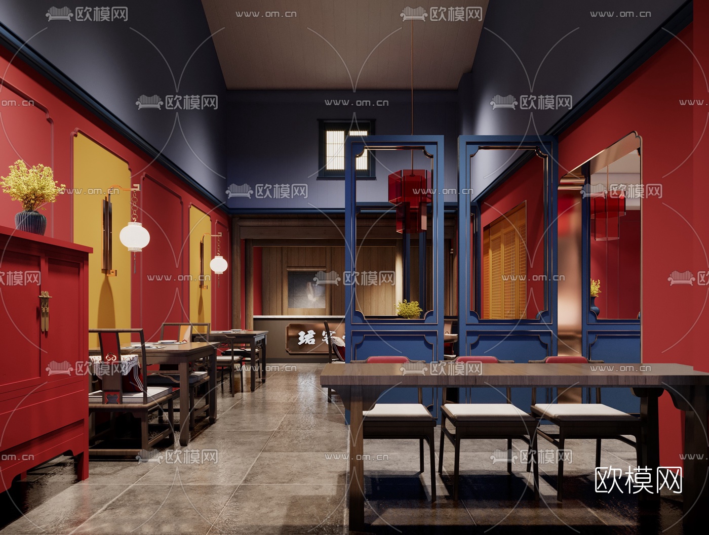新中式中餐厅3d模型