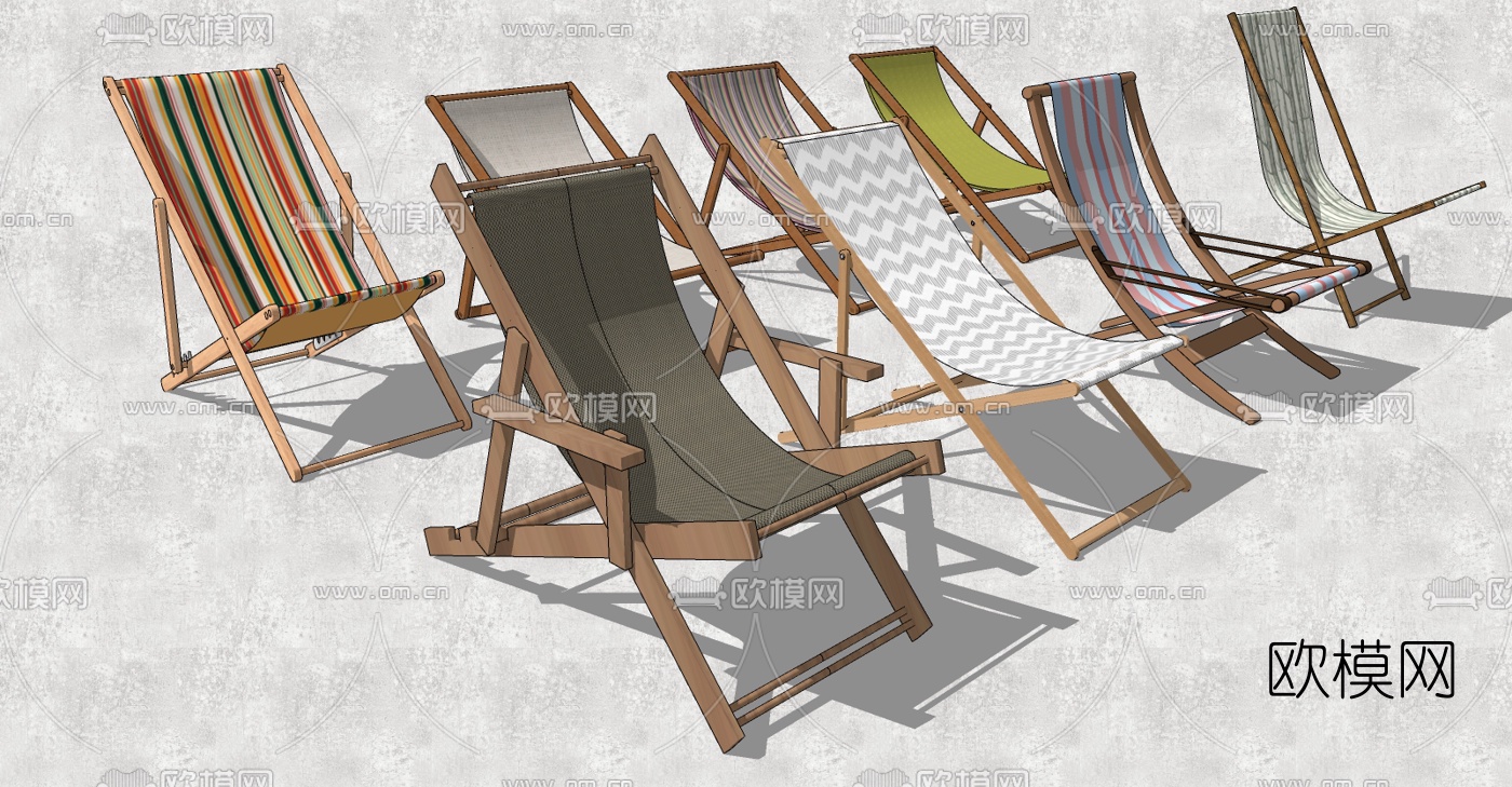 现代户外休闲沙滩椅su模型下载（渲染图1）