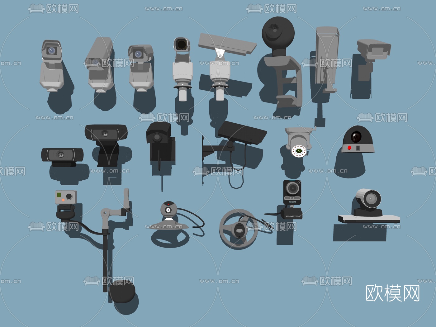 现代监控摄像头组合su模型下载