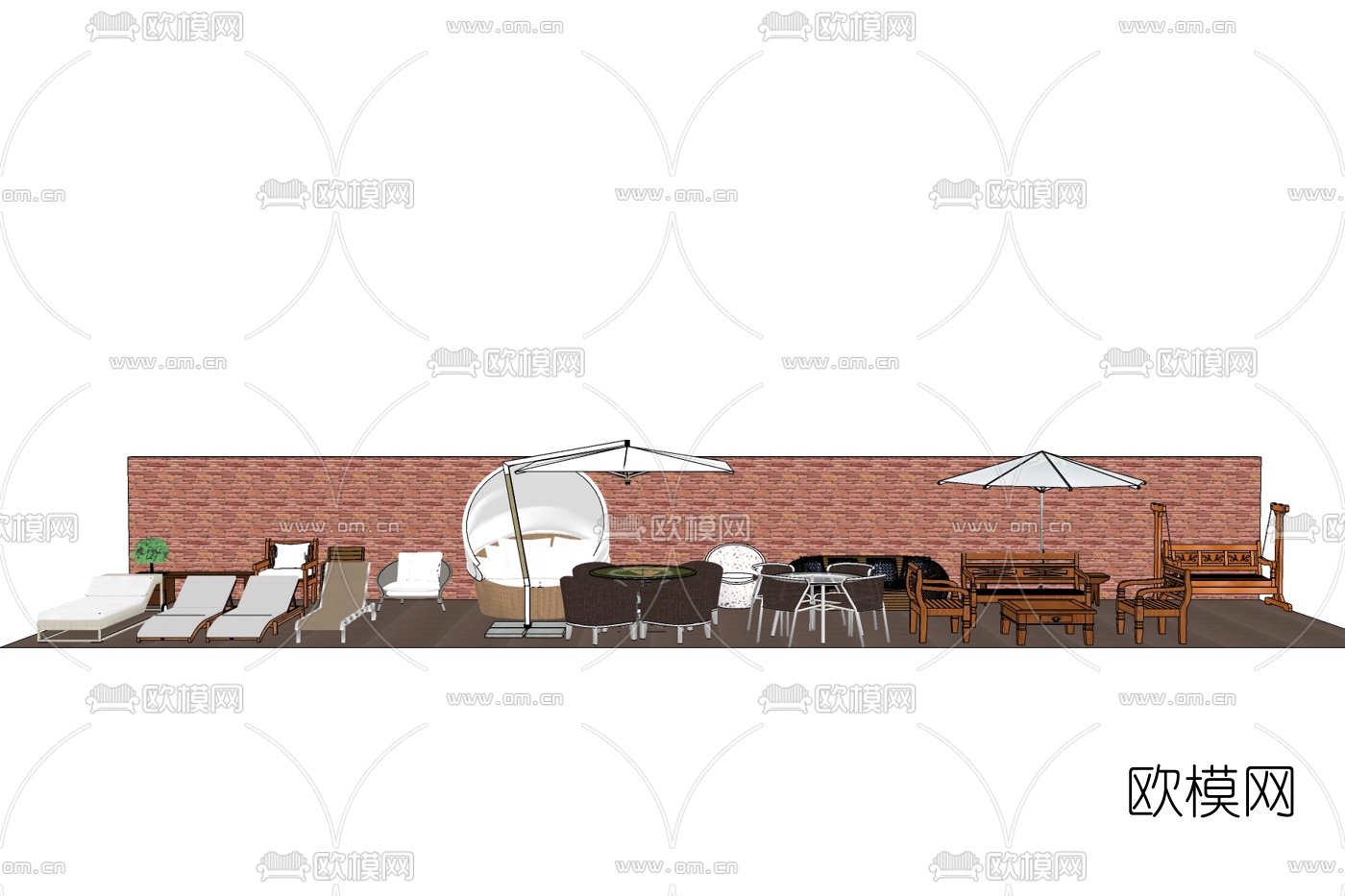 现代户外休闲桌椅su模型下载