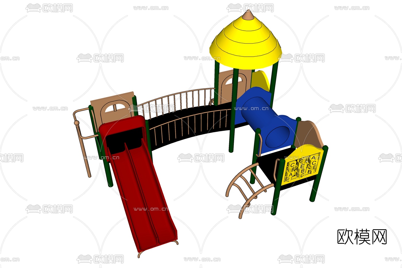 现代儿童滑梯免费su模型下载