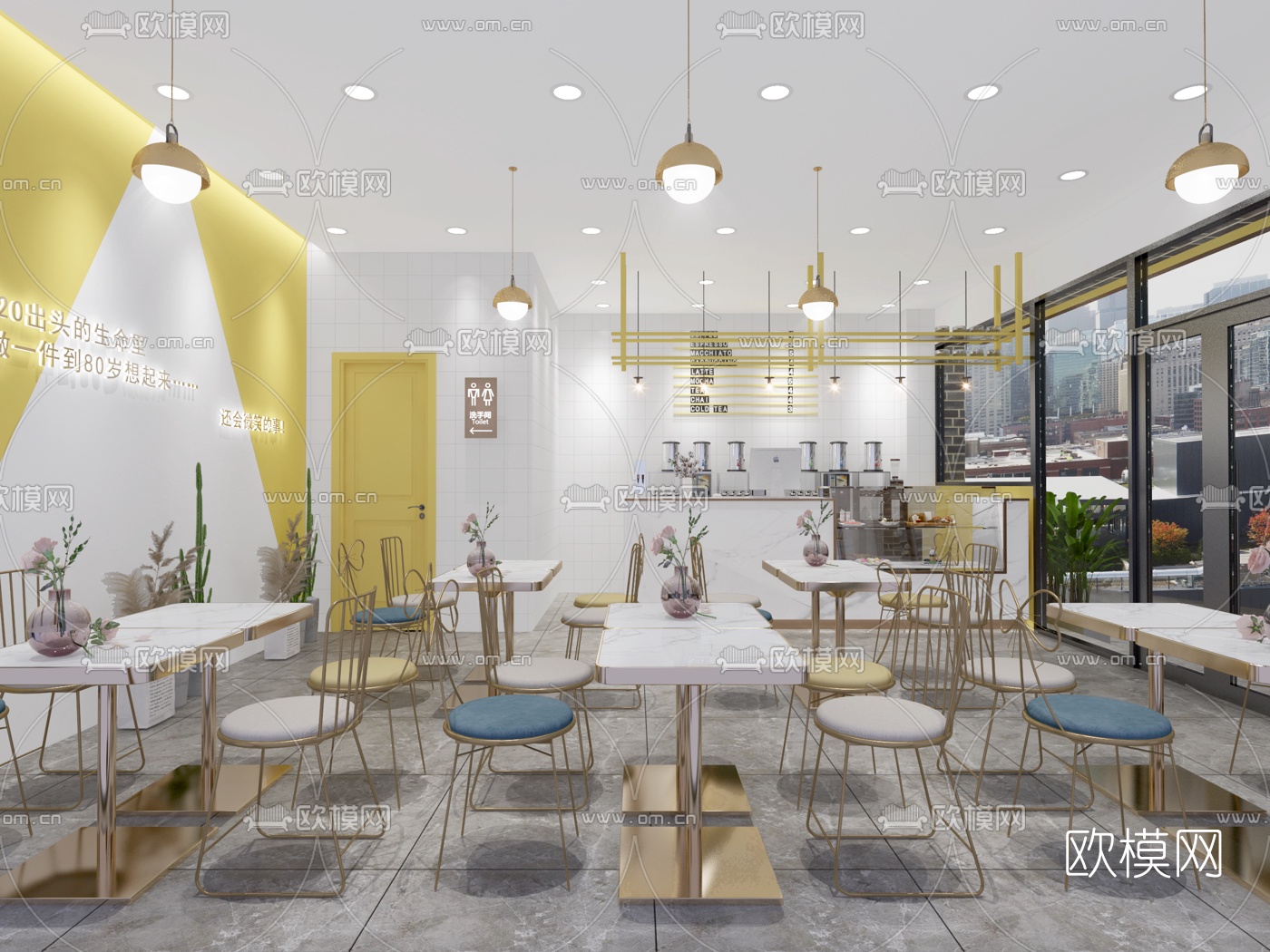 北欧奶茶店免费3d模型下载（渲染图1）