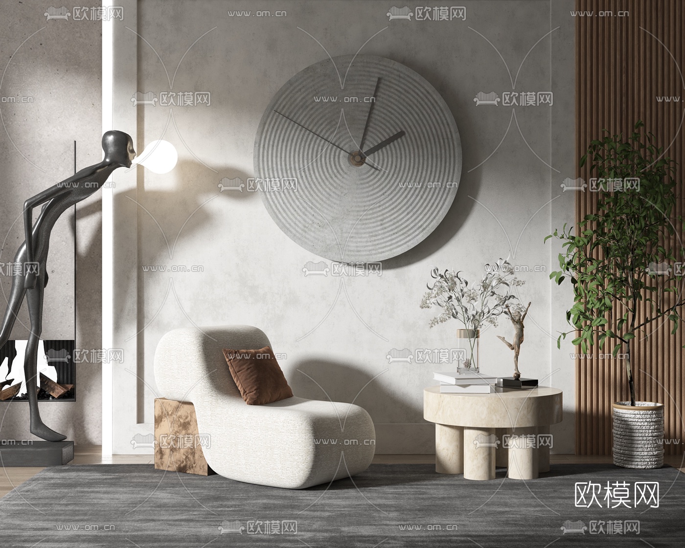 北欧休闲沙发茶几3d模型下载