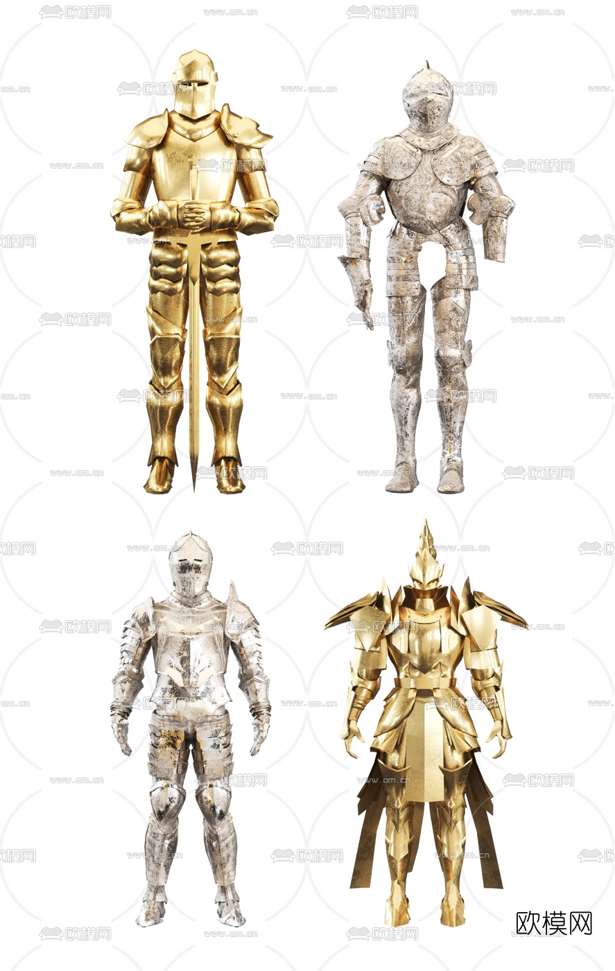 欧式盔甲骑士雕塑3d模型
