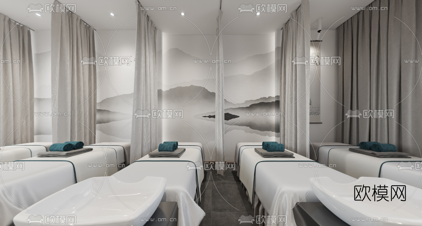 新中式SPA美容院按摩间vr全景3d模型
