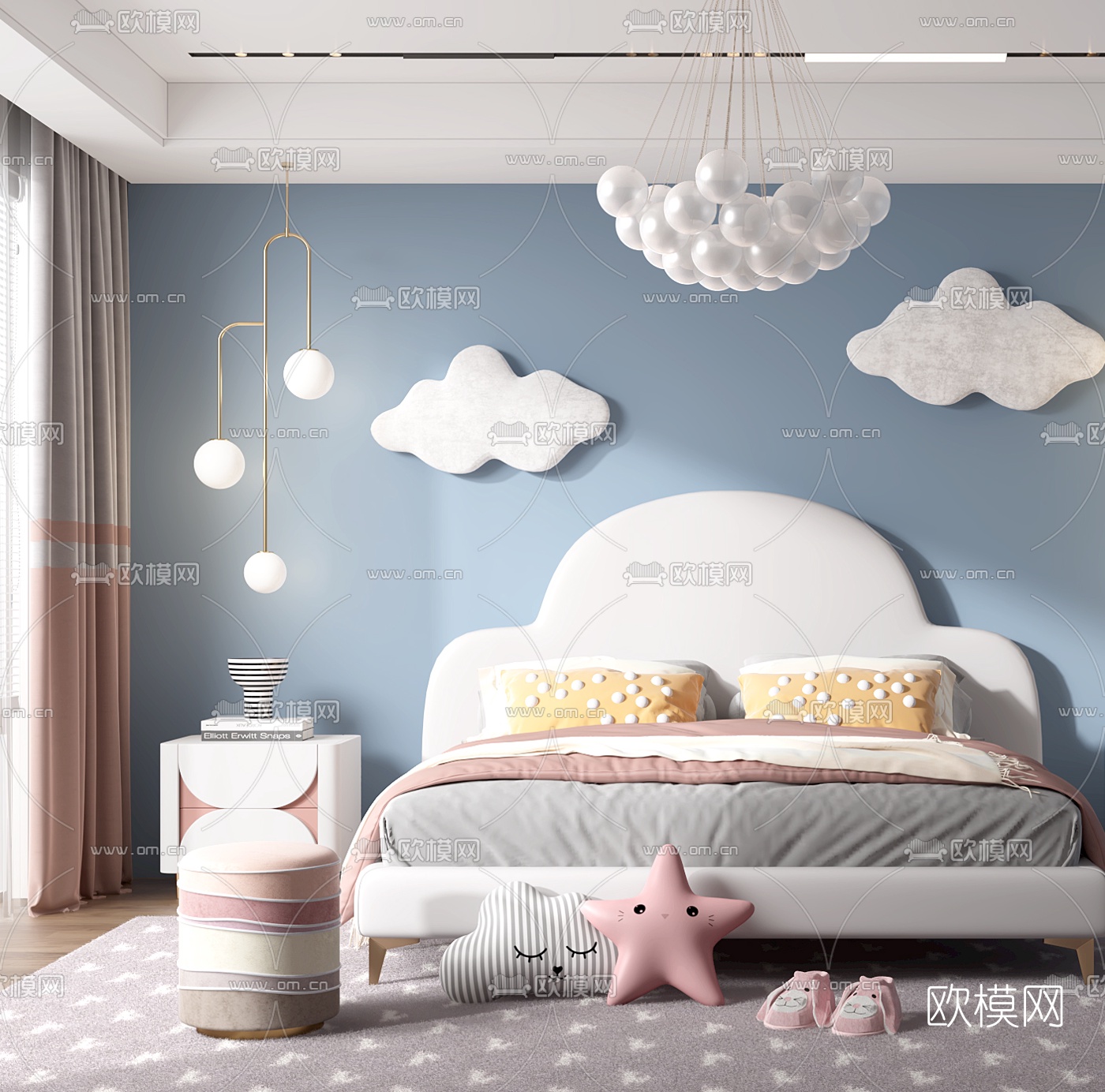 北欧男孩房儿童房3d模型下载（渲染图3）