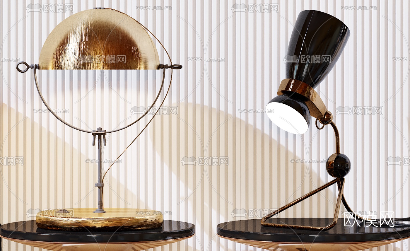 后现代创意金属台灯3d模型下载（渲染图3）