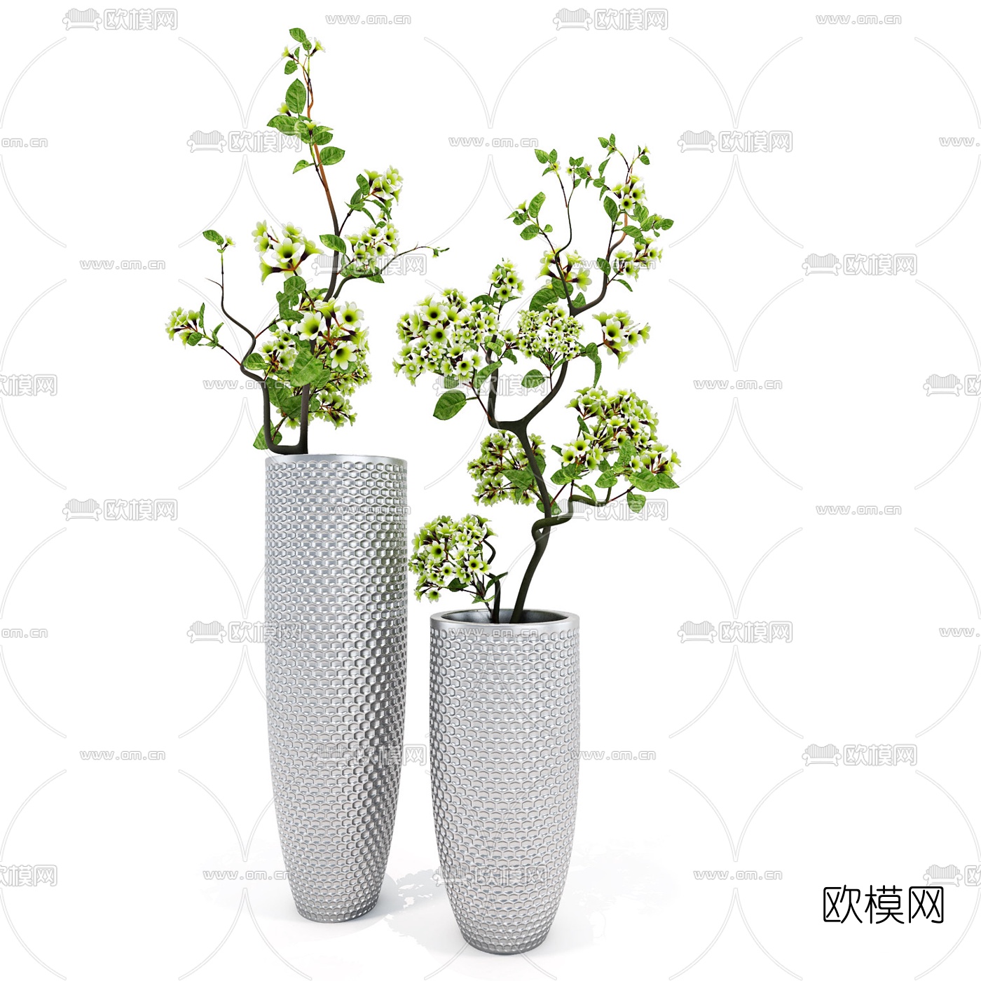 现代树枝花瓶插花3d模型