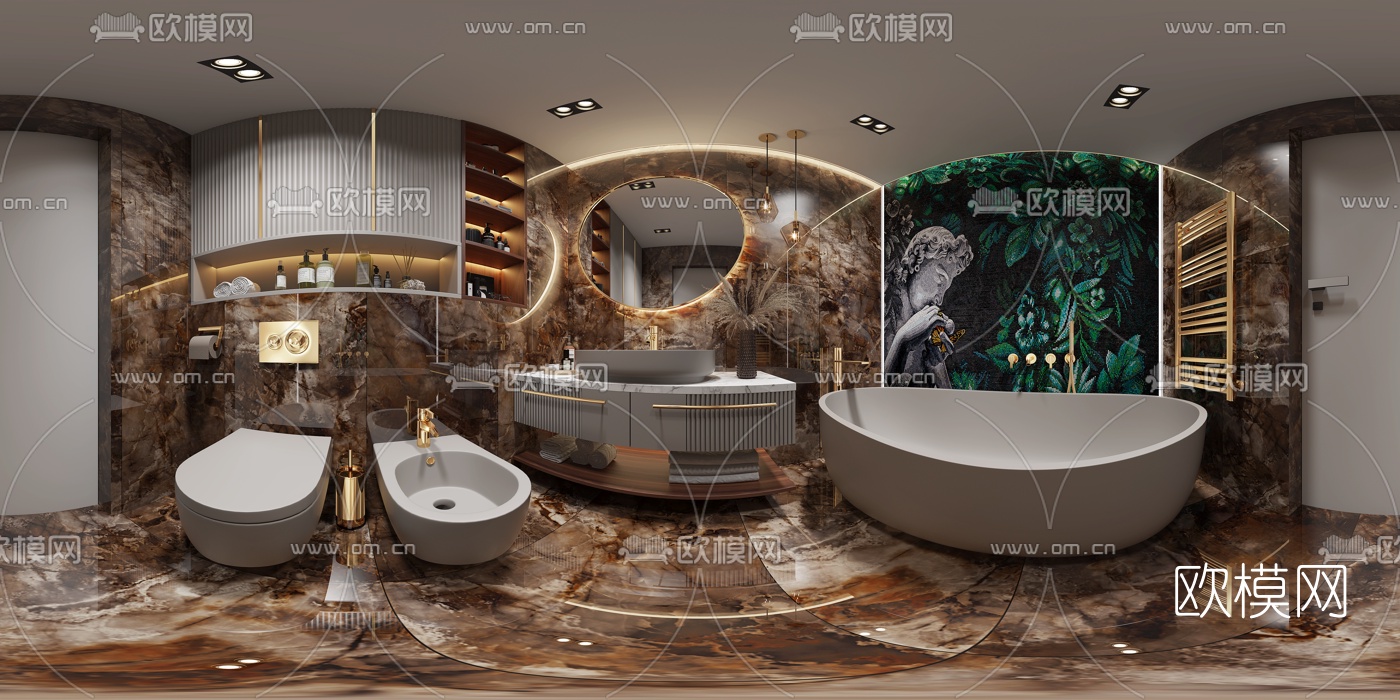 现代卫生间浴室vr全景3d模型