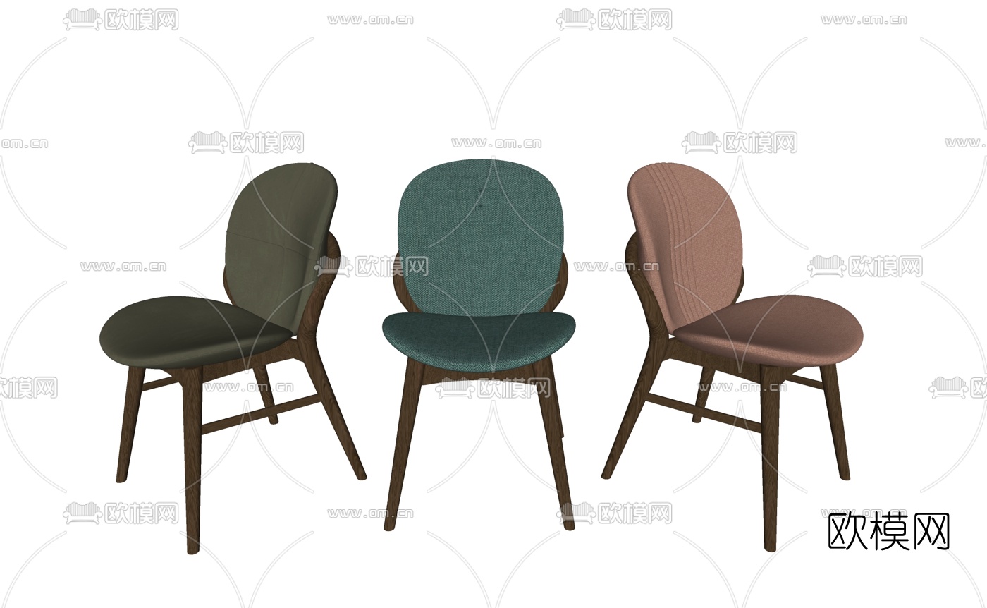 现代布艺单椅su模型下载