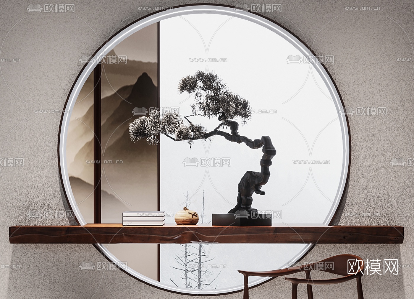 新中式玄关端景台3d模型