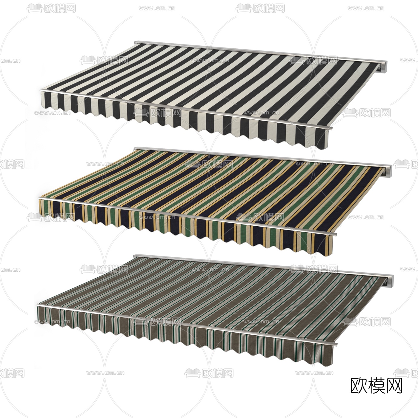 北欧条纹雨搭雨棚3d模型下载（渲染图1）