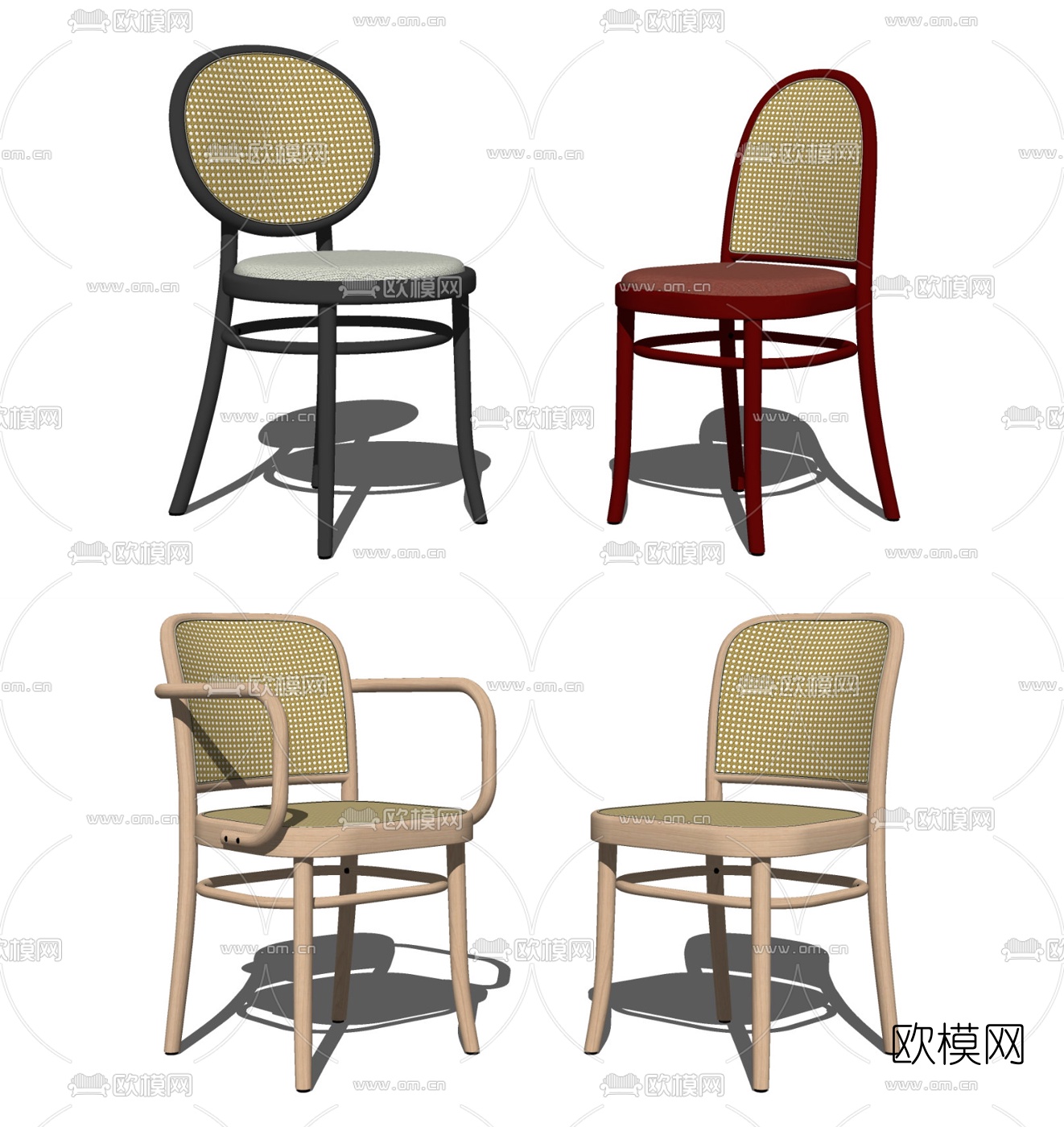 现代藤编休闲椅su模型下载（渲染图2）