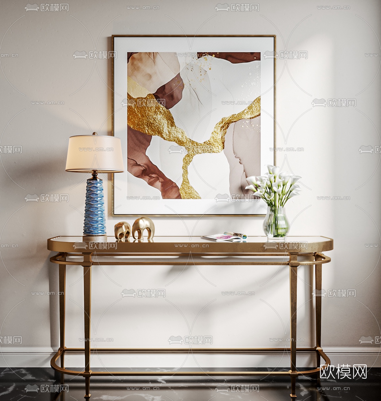 现代轻奢端景条案3d模型