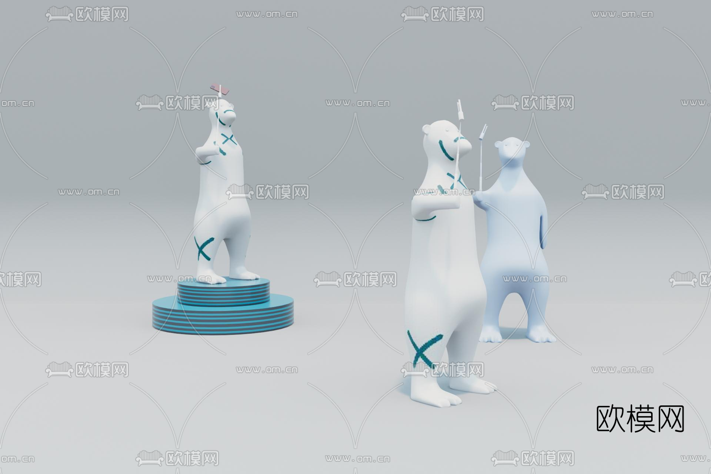 现代雕塑摆件su模型