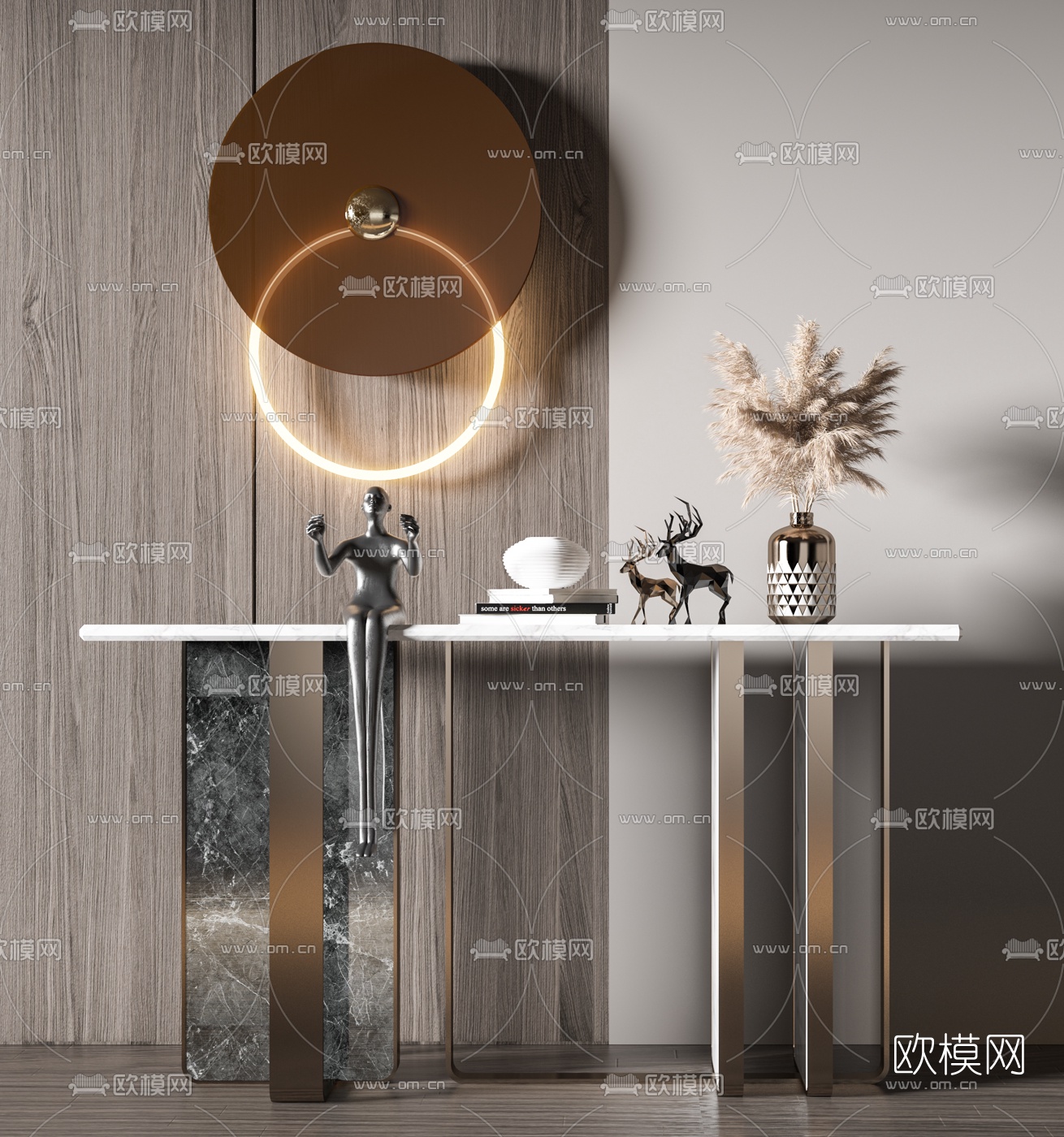 现代大理石端景条案3d模型下载