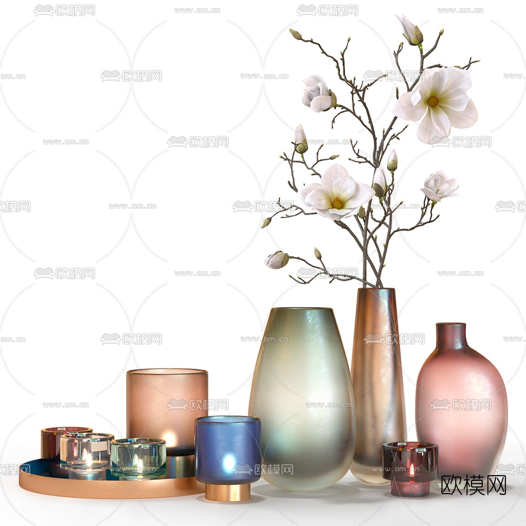 现代花瓶烛台摆件3d模型