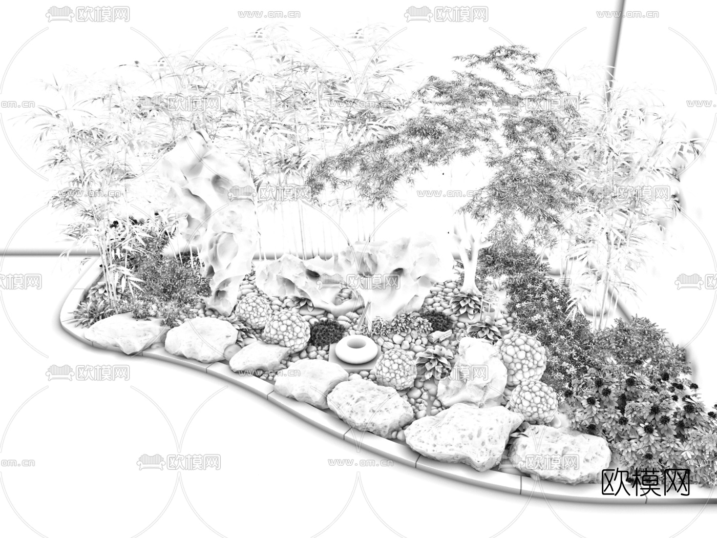 现代景观小品免费3d模型下载（渲染图3）