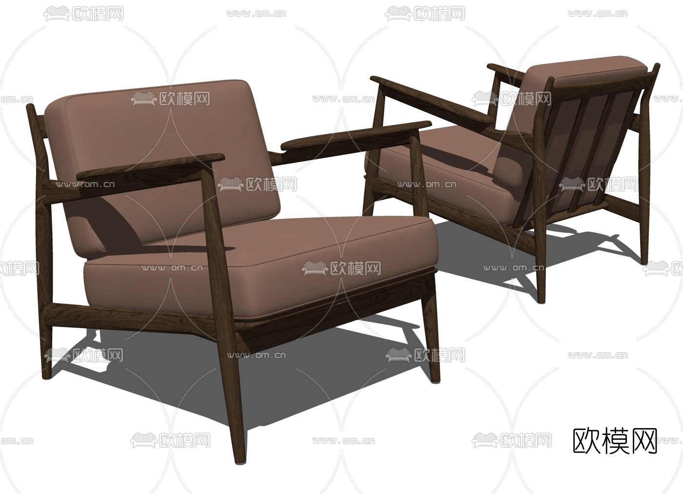 现代实木休闲椅su模型下载（渲染图2）