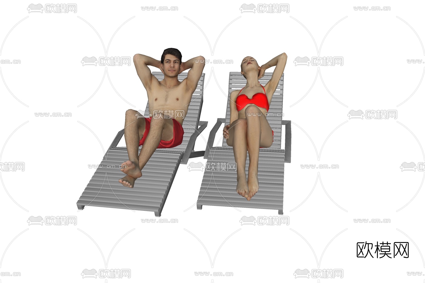 现代户外躺椅免费su模型下载