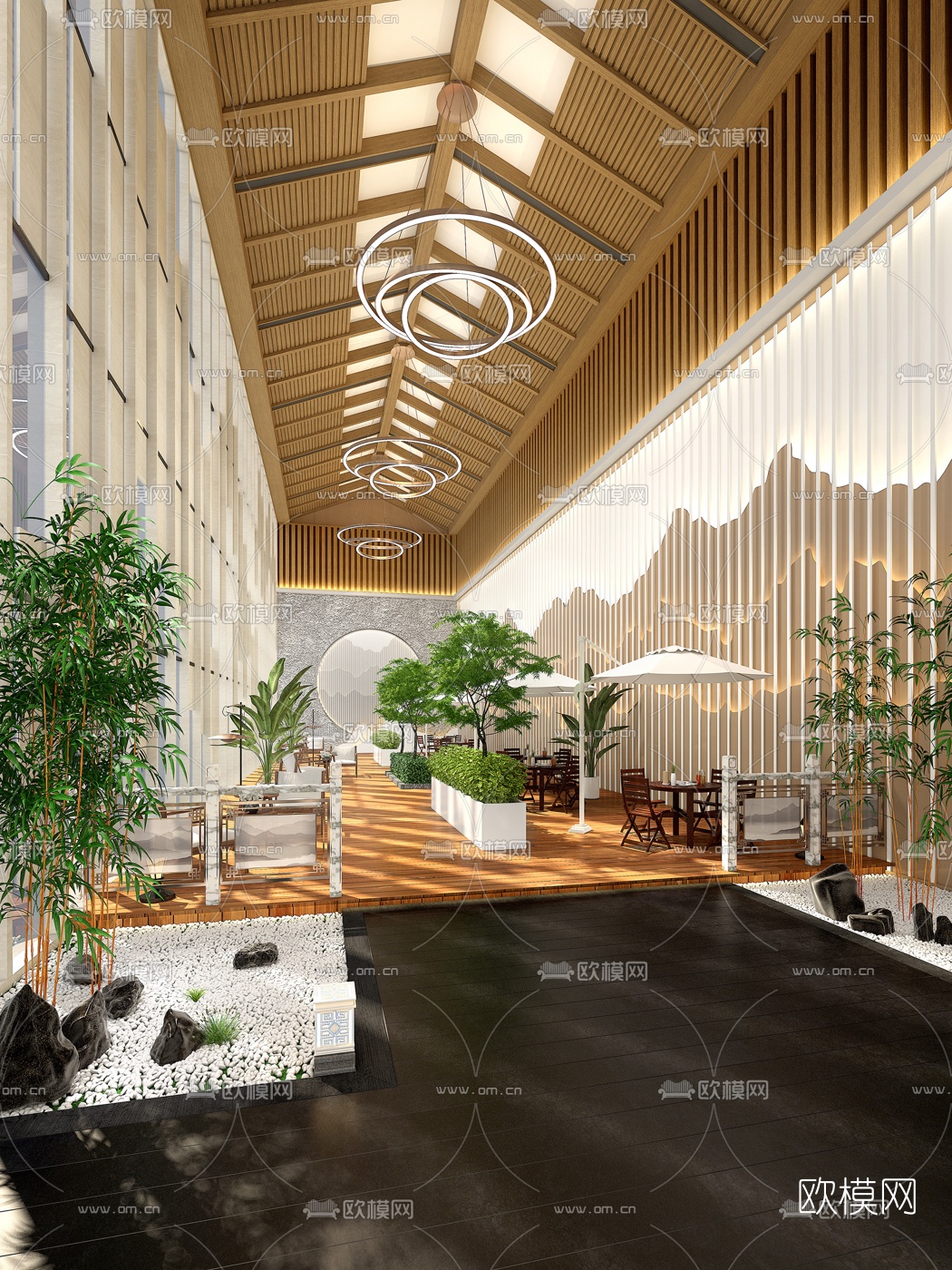 新中式休闲休息厅免费3d模型下载