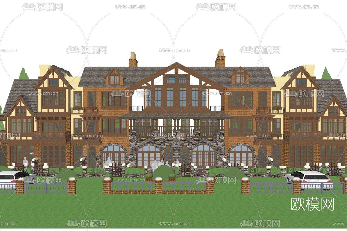 欧式会所外观su模型下载