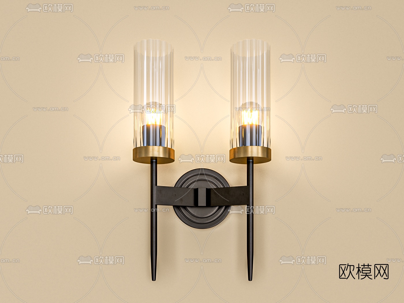 现代金属玻璃壁灯3d模型下载（渲染图7）