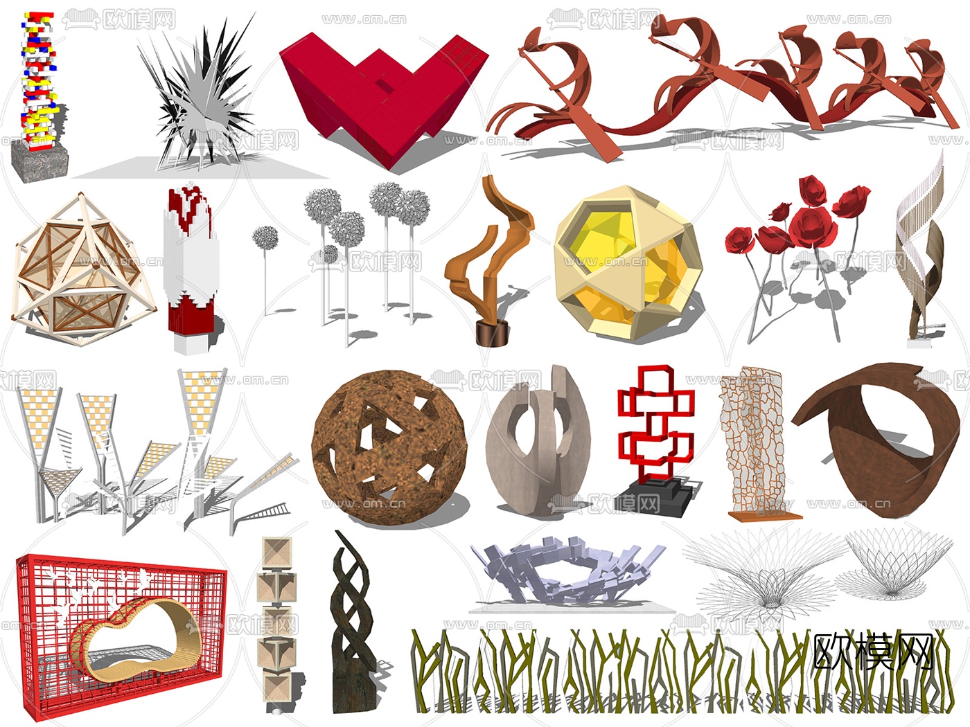 现代创意雕塑su模型下载