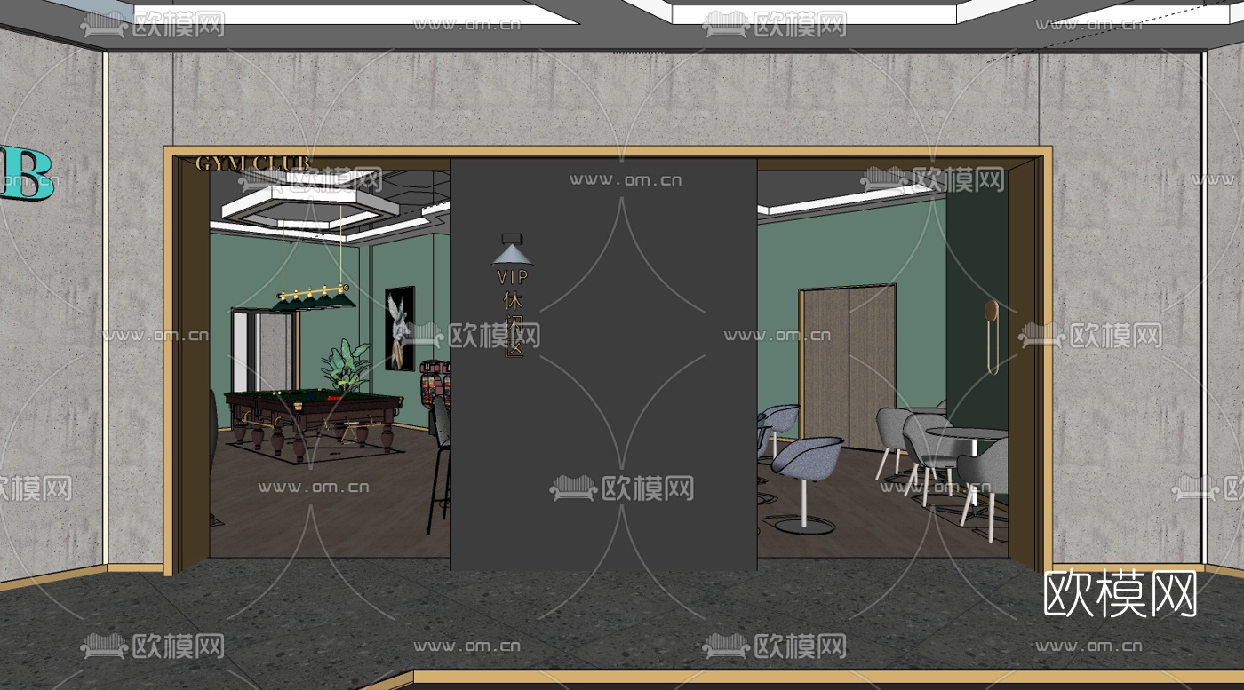 现代轻奢健身房su模型